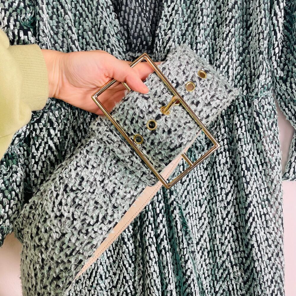 Cult Gaia Oona Dress Seafoam wrap dress with belt long sleeve size M - Picture 7 of 11